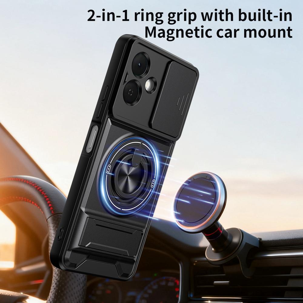 KEYSION Magnetic Phone Case for TECNO Spark Go 2 Slide Camera Protection Upright Kickstand Shockproof Cover for Infinix Smart 10