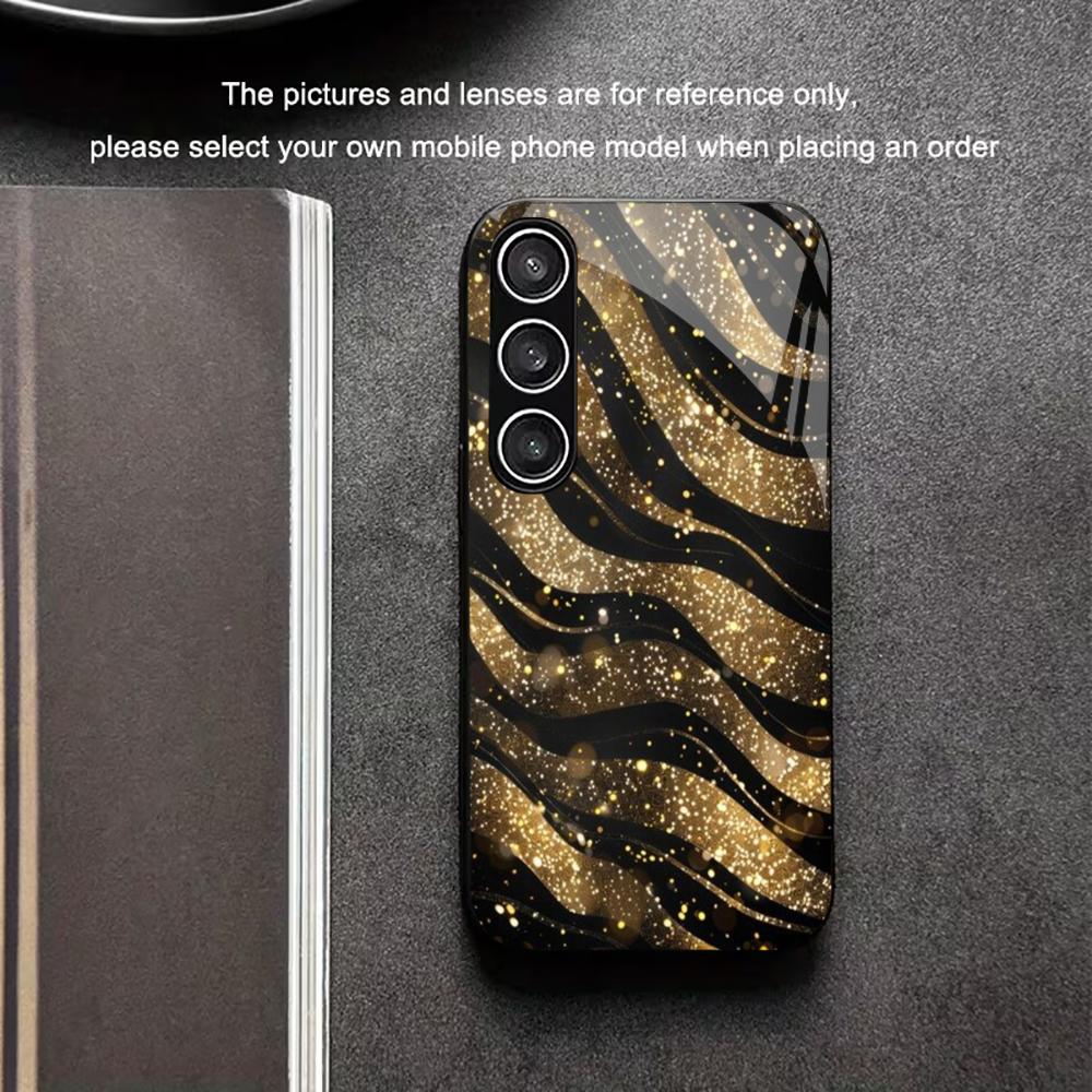 Hot topic Golden stripes PhoneCase Glass PhoneCase for Samsung Galaxy S26 S25 S24 S23 S22 S21 FE Ultra Plus scratch proof Smooth