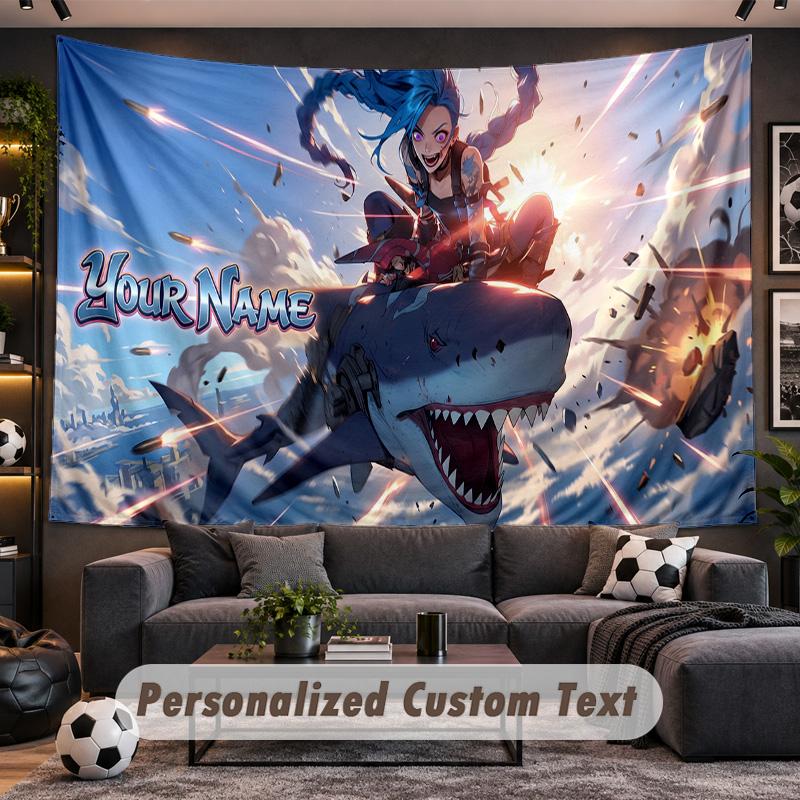 League of Legends Personalized Tapestry Support Custom Name, Wall Art Home Decoration