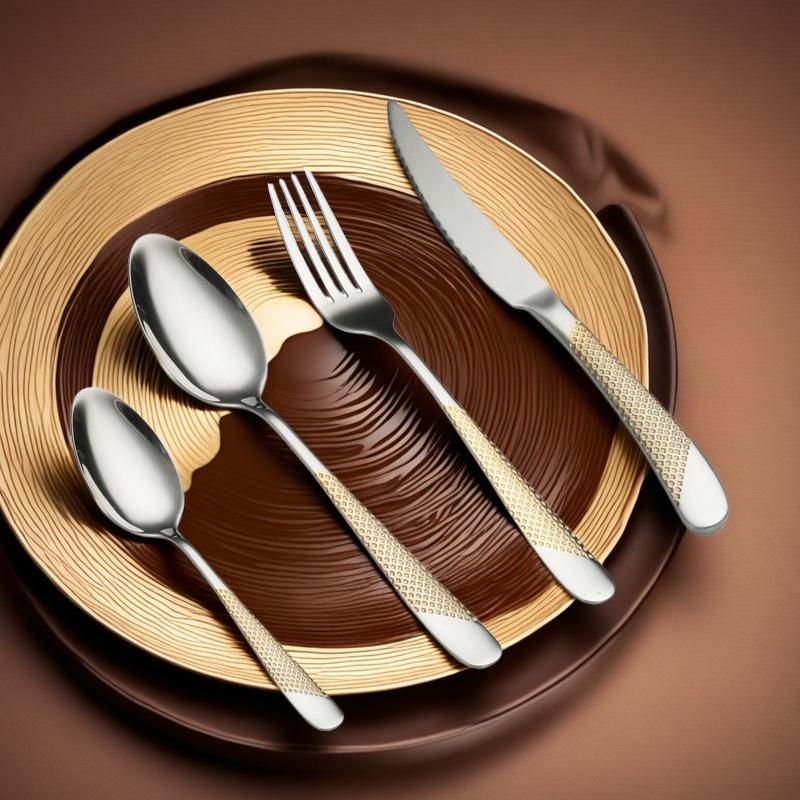 Stainless Steel Western Cutlery 4-Piece Set: Steak Knife, Fork, Spoon.