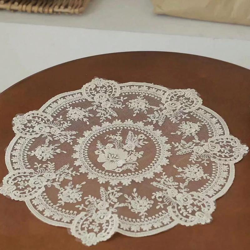 

1 шт. Винтажная кружевная скатерть крючком с цветочным узором - Идеально подходит как термостойкий пылезащитный чехол для аэрофритюрницы и кружевная скатерть для домашнего декора, богемная подставка бежевый