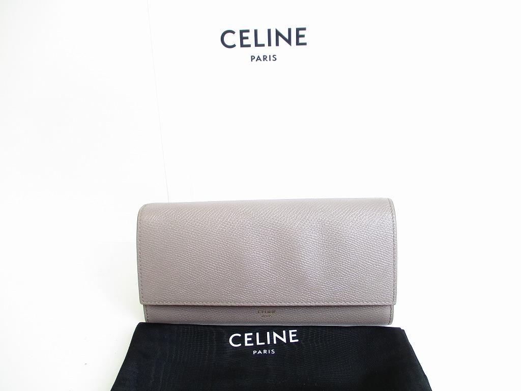 

Автентичний CELINE Grey Leather Large Flap Wallet Bifold Long Wallet #7734 Refurbished