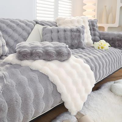 Winter High-End Rabbit Plush Sofa Cushion Anti Slip Sofa Cover for Living Room Ultra Soft Skin-Friendly Furniture Protector