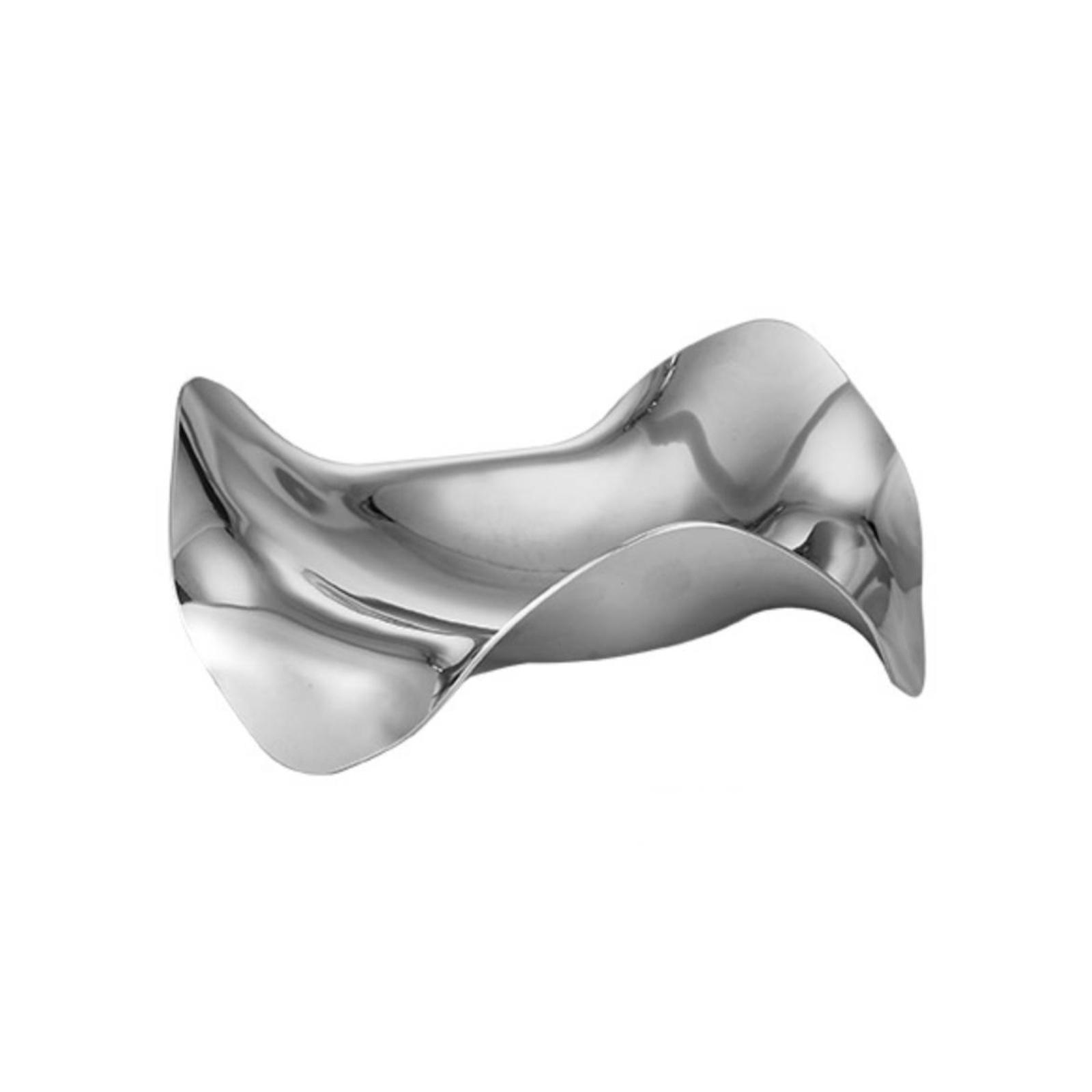 Wave Fruit Bowl Polished Silver Stainless