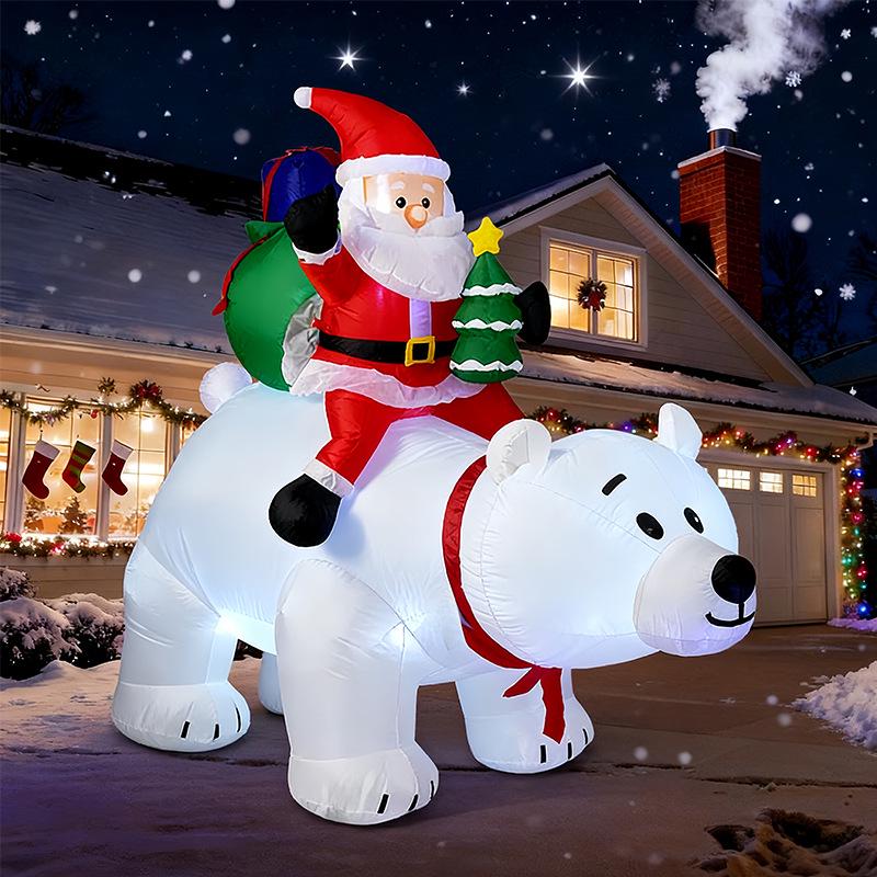 

1.8m Inflatable Polar Bear with Santa & Christmas Tree - Courtyard Decoration US Standard