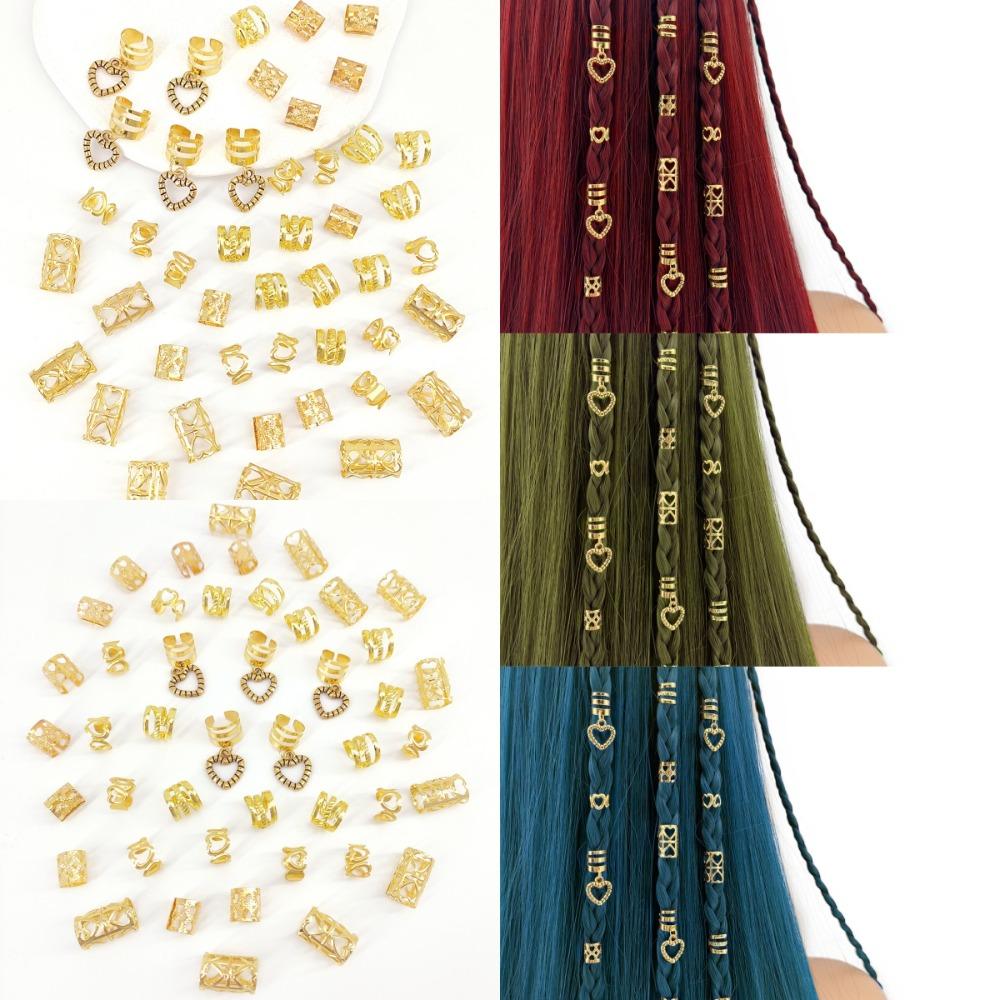 45pcs Hair Braiding Hollow Out Hair Ring Love Hair Braid Tubes Dreadlocks Beads  Hair Jewelry