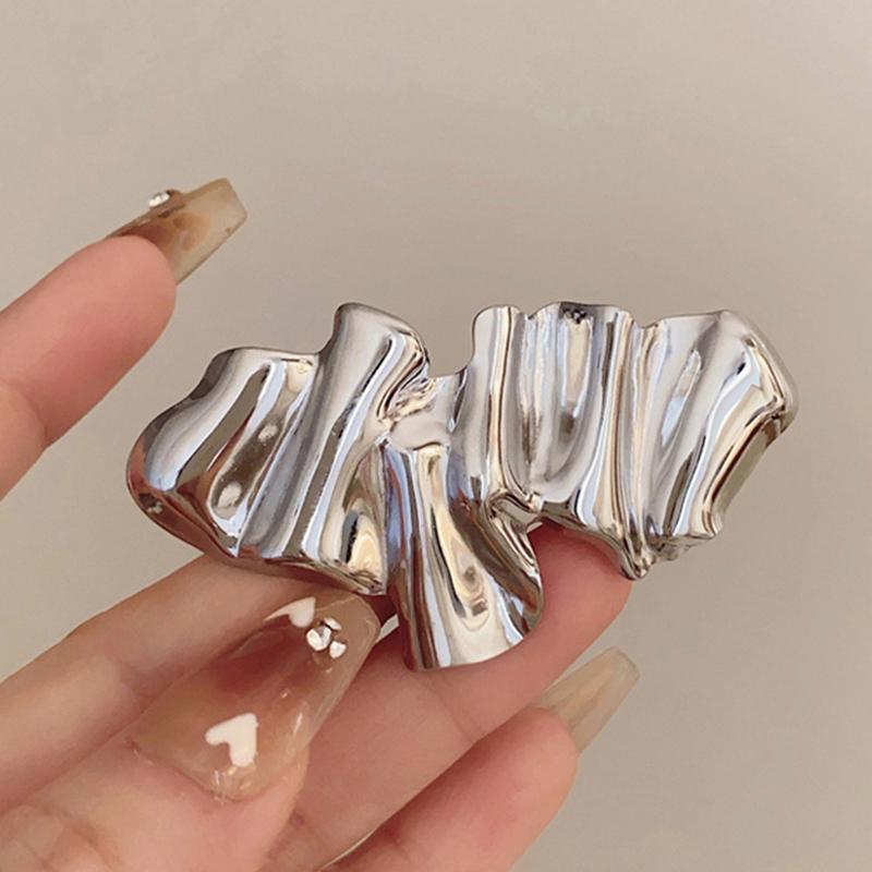 Stainless Steel Irregular Brooches for Women Unisex Glossy Geometric Waterproof Pins Banquet Party Gifts Jewelry Accessories