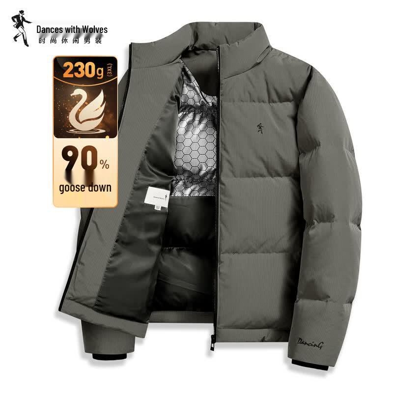 Men s 90% Goose Down Stand Collar Workwear Puffer Jacket XXL
