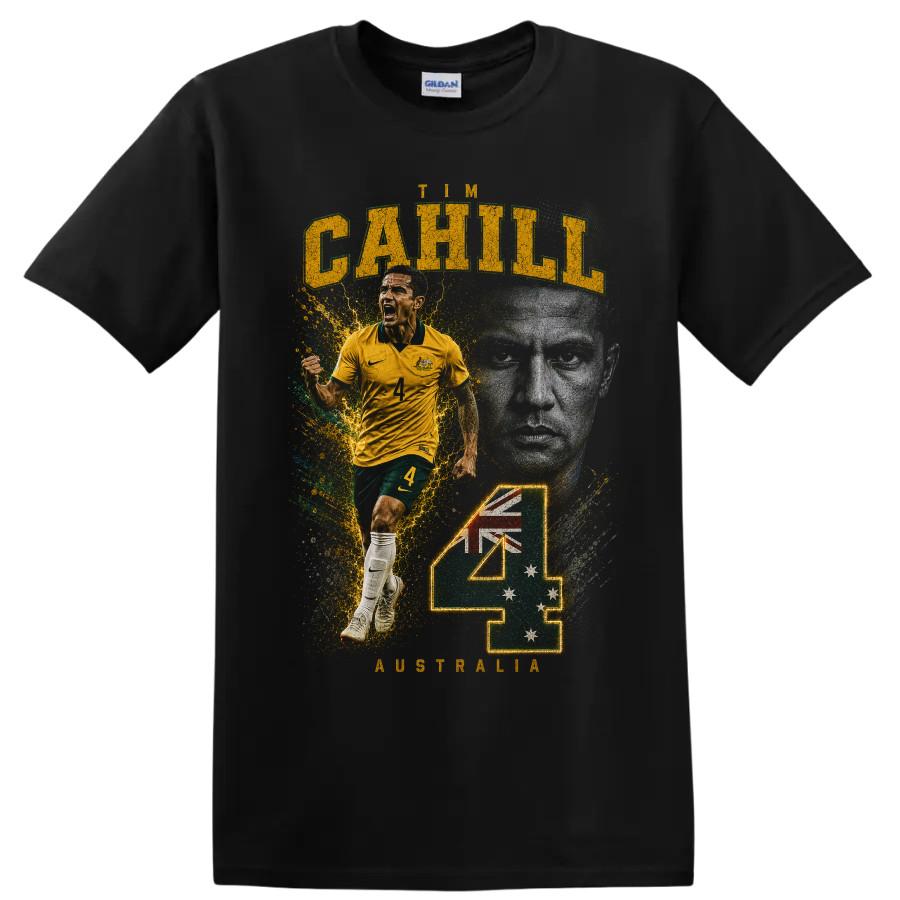 Tim Cahill Australia Soccer T Shirt Legend Number 4 Action Graphic Tee
