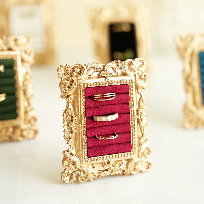 Elegante Suporte de Exibição de Joias com Bandeja de Anéis Vintage Adereços para Fotos para Decoração de Balcão Organizador de Joias para Loja Estúdio de Fotografia