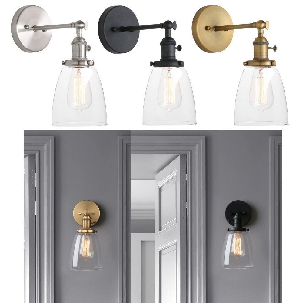 Retro Glass Lampshad Glass Wall Lamps Oval Dome Industrial Wall Lighting Single Sconce Clear Sconce Lighting Living Room