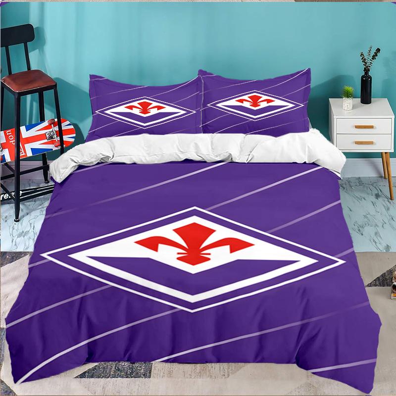 3PCS Fiorentina Football Club Bedding set,Ideal for1pc Duvet Cover And 2pcs Pillowcases Perfect for Christmas gift,Ideal for Bedroom, Dormitory