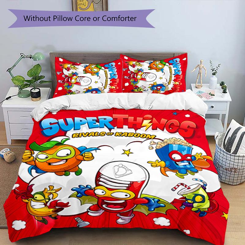 3pcs Superthings2 pattern bedding set duvet cover set includes duvet cover &pillowcases, perfect all season bedroom decoration & gift