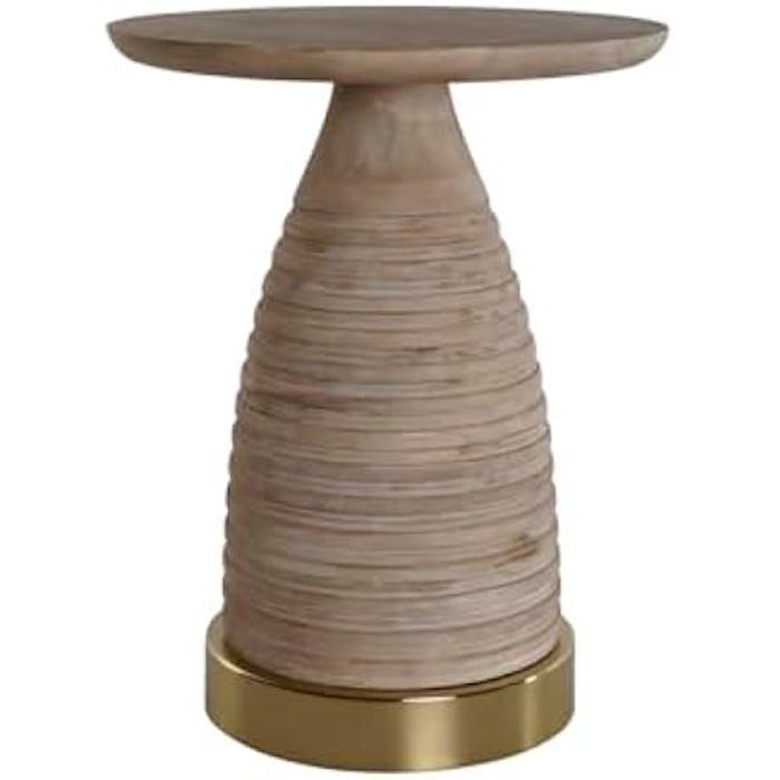 Table d'appoint - HOME ESPRIT - Modèle doré - Bois et métal - 41 x 41 x 53 cm - Style contemporain