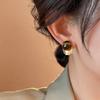 Vintage Maillard Tiger Eye Stone Earrings Women's Luxury Autumn Winter Ear Accessories