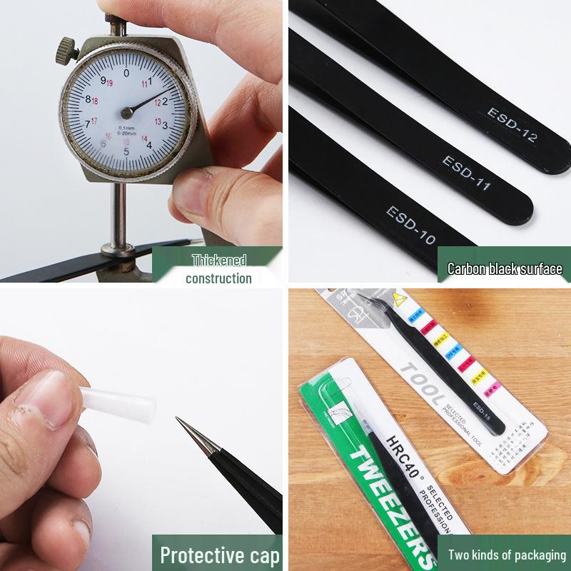 Stainless Steel Precision Tweezers - ESD Pointed Tip Disassembly & Eyelash Tool.