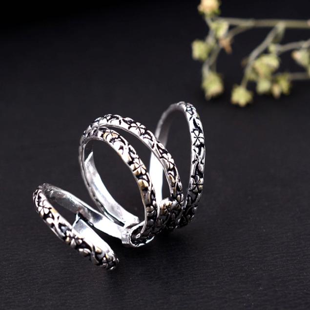 Silver Arthritis Splint Ring – Adjustable Thumb Ring, Handmade Therapy Jewelry Gift for Her