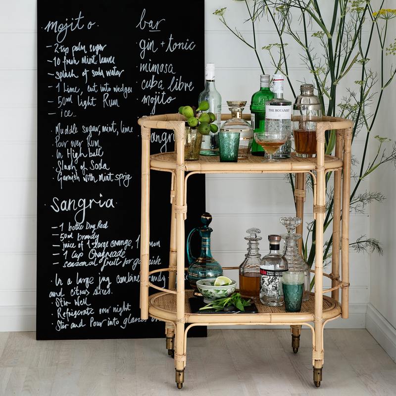 #d forVintage Antique Rattan Rolling Bar Cart on Wheel, Serving Cart Trolley Mobile snack cart for parties*