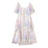 Plus-size Women's Elegant and Gentle Beach-style Fitted Floral Halter-dress with Gradient Dyeing