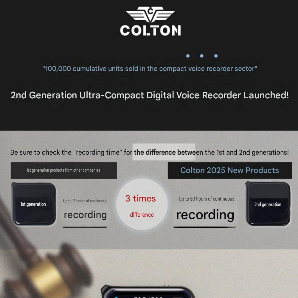 Colton Ultra-compact Voice Recorder 32GB 50-Hour Long-Lasting Portable Small