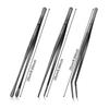 Grill Tongs 3-piece 10-inch Stainless Steel Kitchen Tweezers Set Fine Bbq Tongs for Seafood Plating Multi-purpose Curved