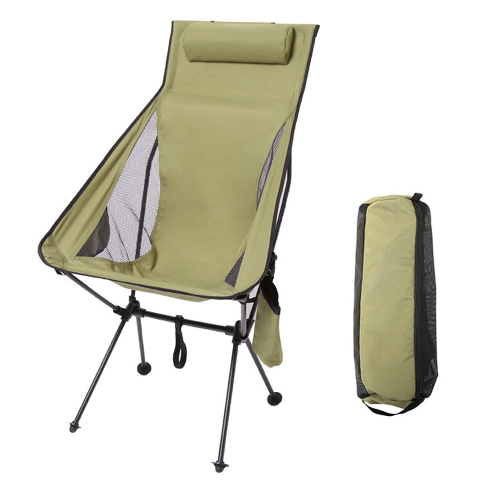 Chaise pliante portable HALIN en alliage d'aluminium avec poteau en tissu Oxford 600D pour camping et pêche vert d’armée
