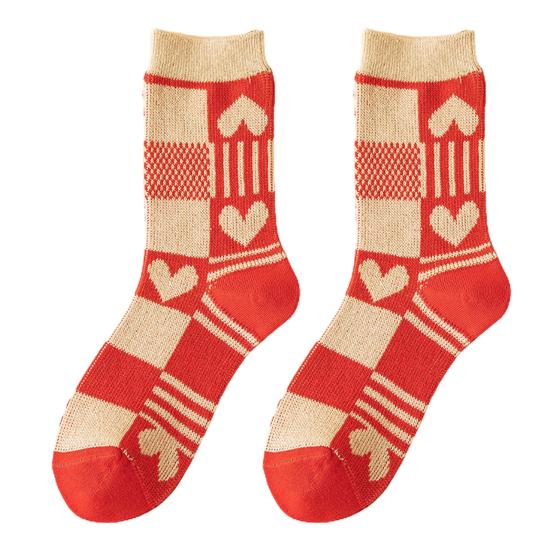 Women Socks Heart Keep Warm Good Breathability Moisture Absorption Stretchy Socks for Daily Life