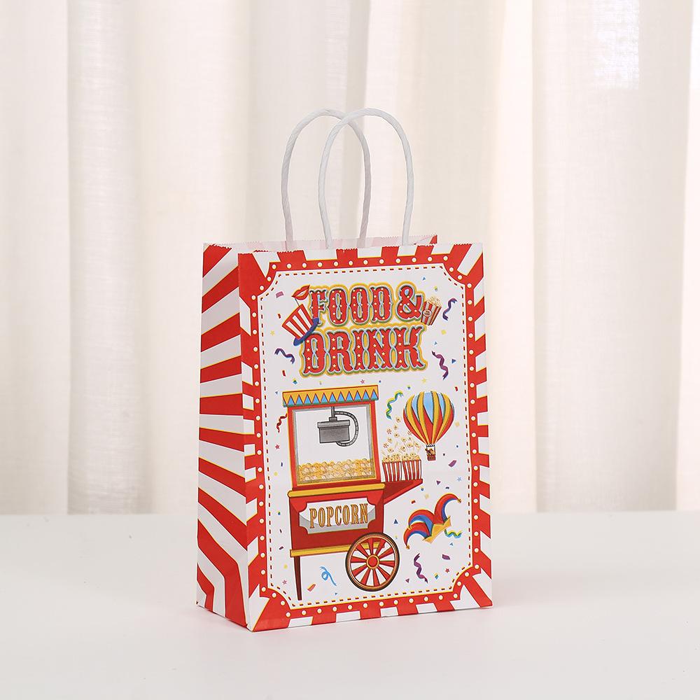

6/12/24PCS Cartoon Circus Theme Kraft Paper Gift Packaging Bag Children for Candy Snack Storage Birthday Party Favors 2025 6PCS&21x15x8cm
