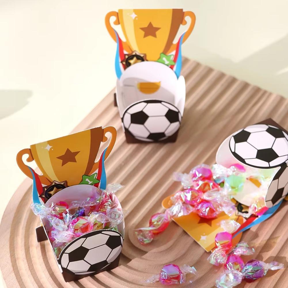 10-50PCS Cartoon Football Trophy Gift Packaging Boxes Children's Party Dessert Table Birthday Supplies Football Theme Candy Box