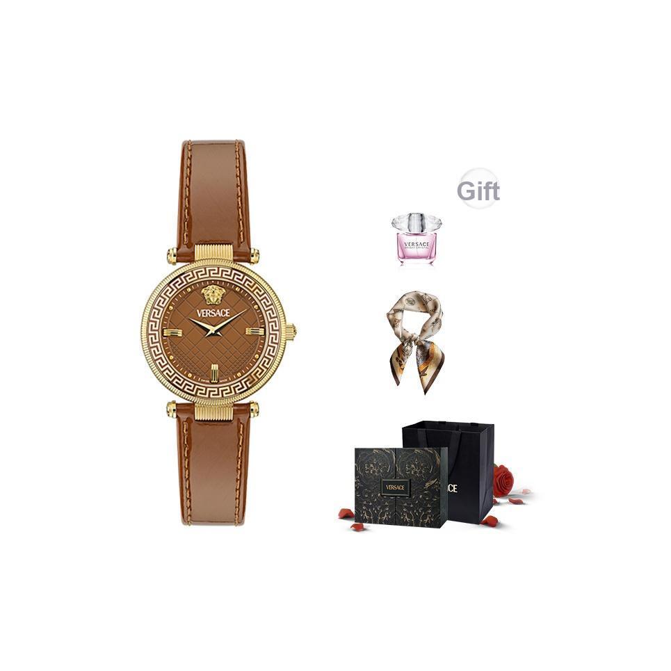 Versace Quartz Watch 36Mm Black Dial Limited Gift Box With Scarf And Perfume Swiss Light Luxury Business Sports Casual Couple Watch VE8B00224