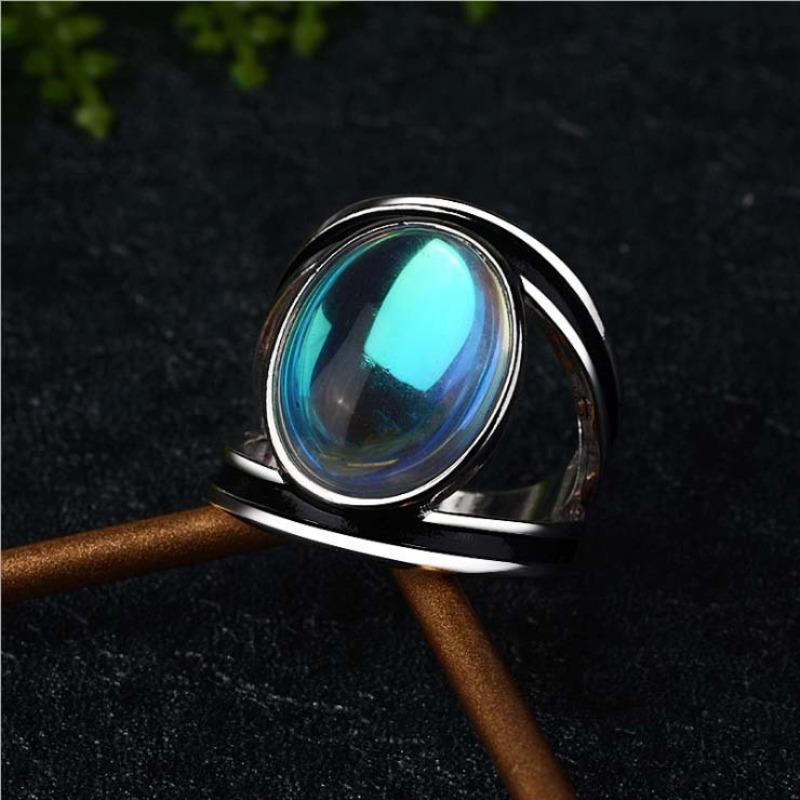 1 Bague à la mode incrustée de zircon synthétique coloré, Bague rétro exagérée en époxy