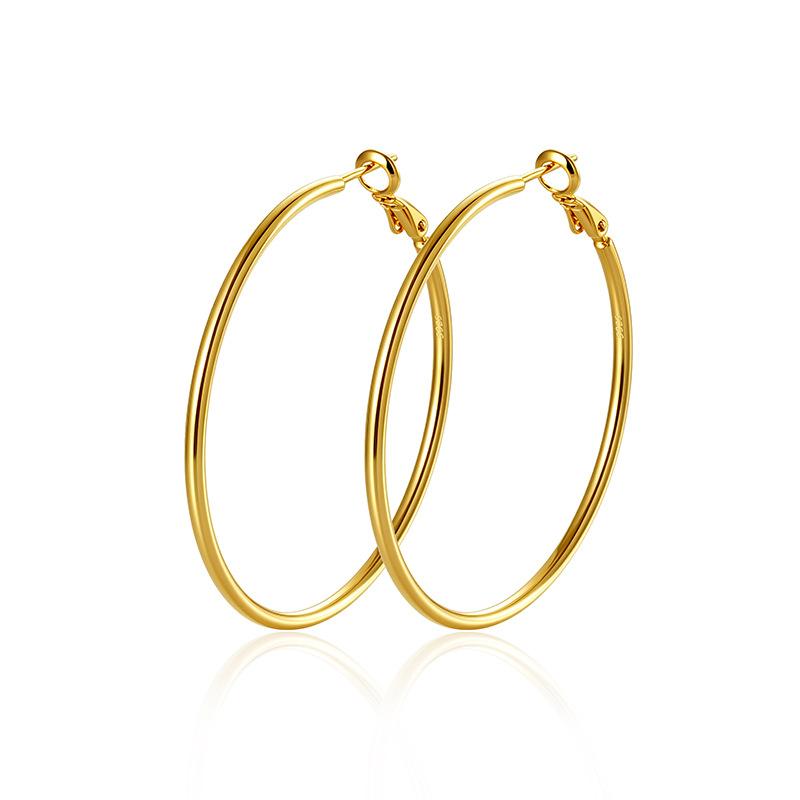 New European American-style Exaggerated Electroplated Golden Large Hoop Earrings Trendy Copper-material Womens Statement