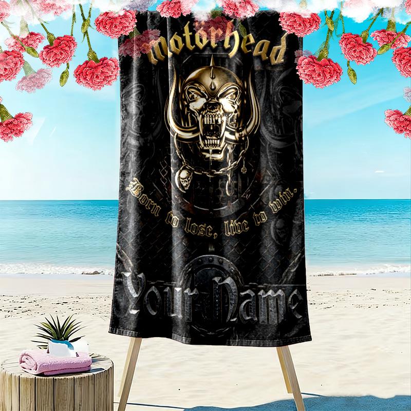 Name Custom Band Motörhead Print Beach Towel, Large Soft Quick Dry Towel for Beach Camping Swimming