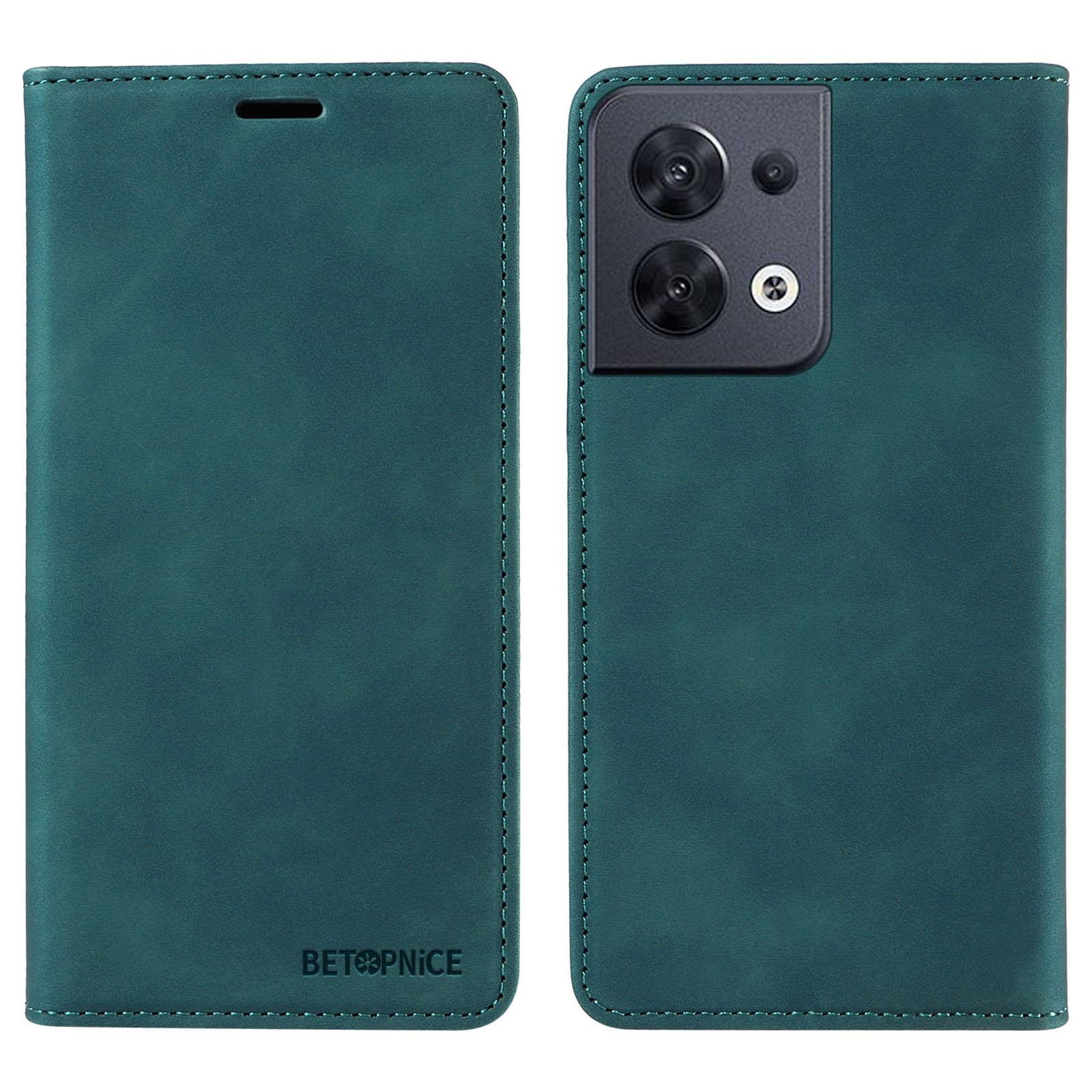 

BETOPNICE 003 Чехол-кошелек для Oppo Reno8 5G (Глобальная версия) Кожаный чехол-подставка для телефона с RFID-блокировкой Green