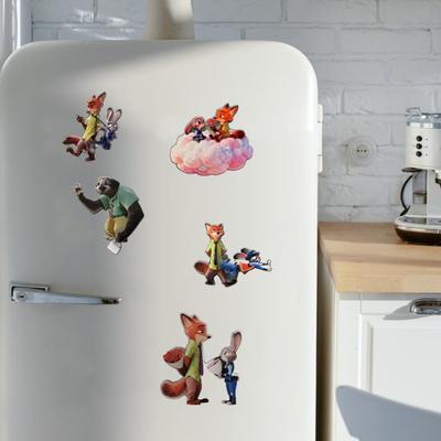 Draaibare Vos Konijn Koelkastmagneet Acryl Cartoon Filmkarakter Dier Koelkastmagneet Huis Kantoor Keuken Decoratie Filmfans Cadeau