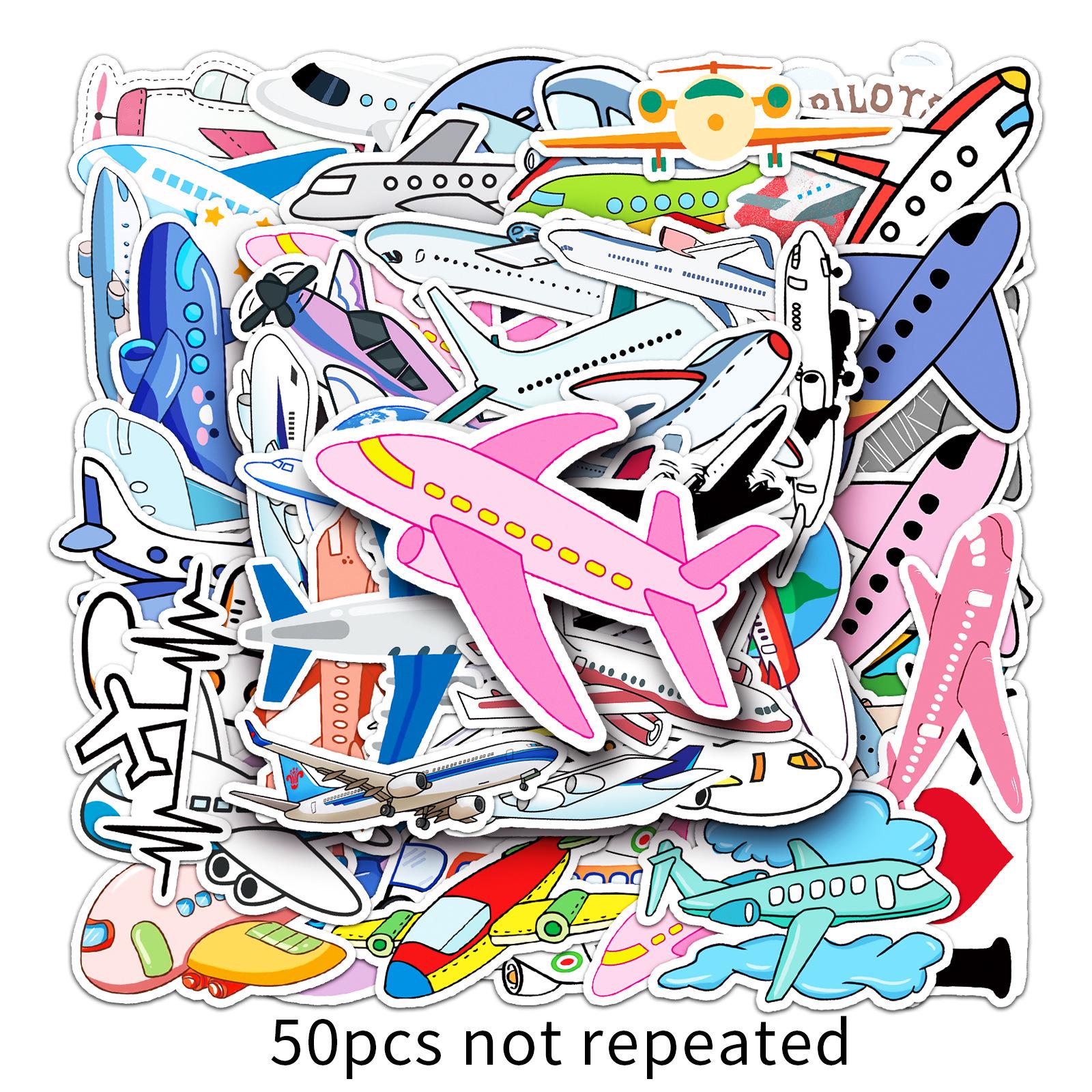 50 Creative Airplane Stickers for Skateboards, Luggage, Laptops, Cars & Motorcycles