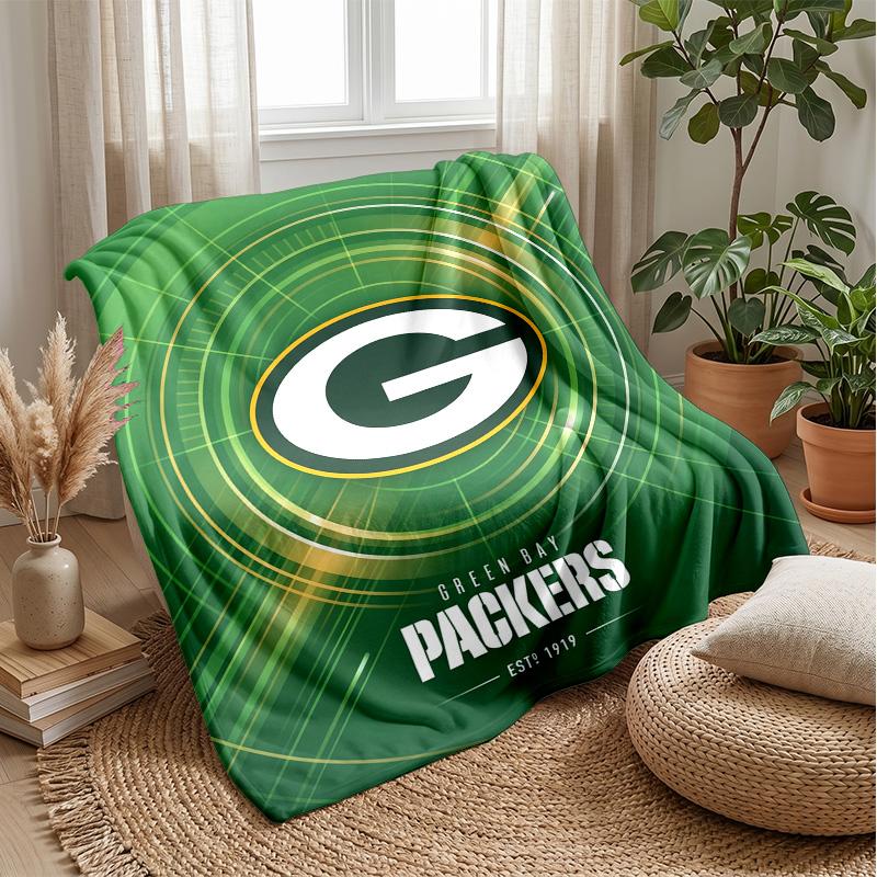 Green Bay Packers Flannel Fleece Blanket Cozy Warm Throw Blanket For Couch Bed Travel All Season Use