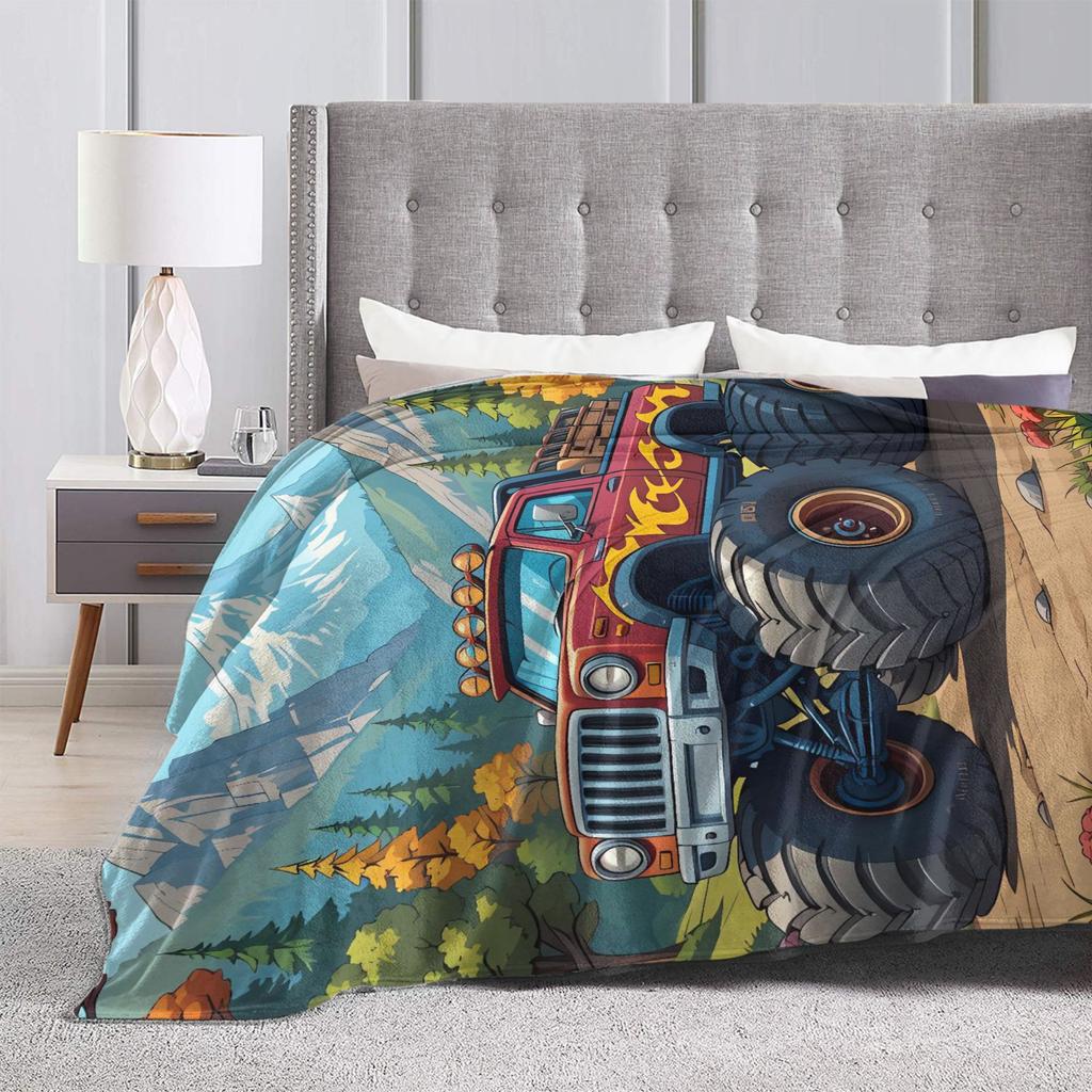 Monster Trucks Car Loves Warm Soft Blanket  Girls Boys Plush Throw Blanket Fashion Living Room Flannel Bedspread Sofa Bed Cover
