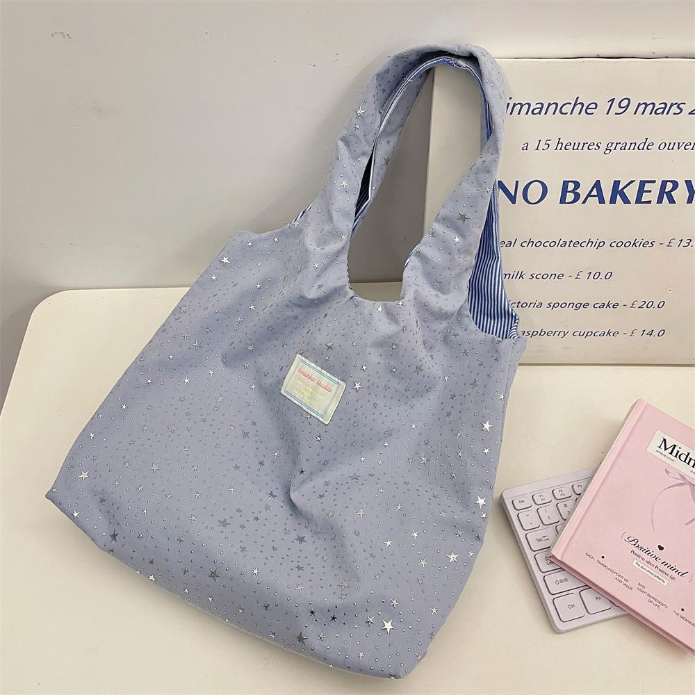 Casual Canvas Tote Bag For Women With Sequin Details For Daily Use