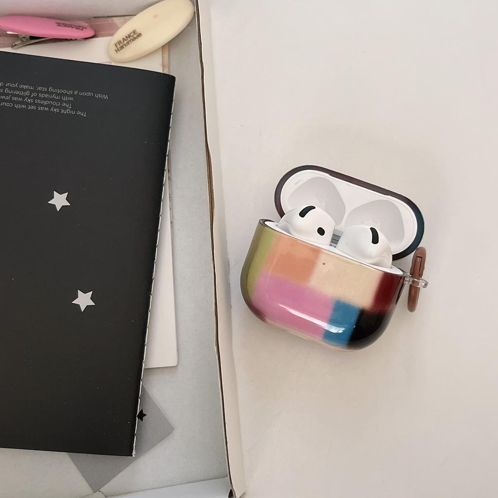 Retro semi-transparent color plaid for AirPods pro1 generation 1 generation 1 generation Bluetooth headset case case