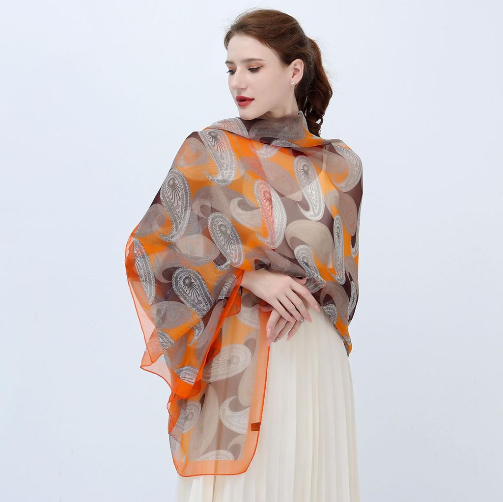 Elegant Windproof Imitation Silk Classic Paisley Print Scarf Shawl Women Head Wraps Casual Outdoor Travel Beach Towel