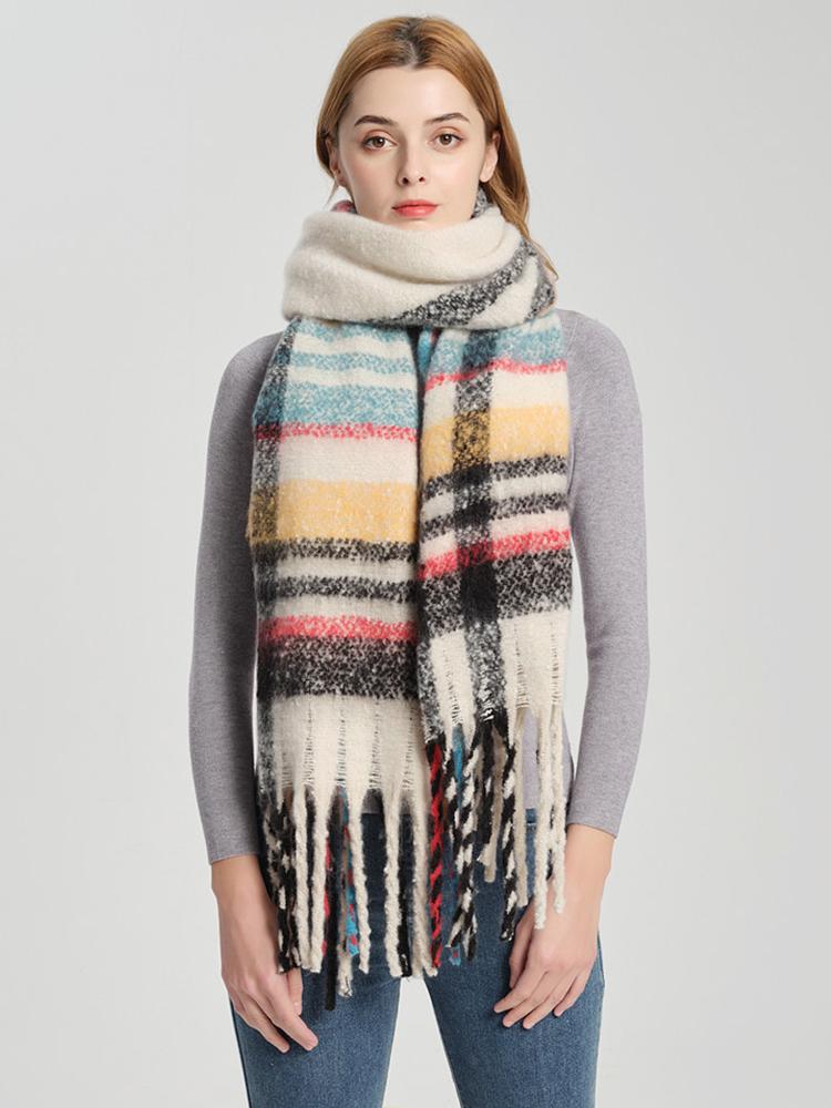 New Imitation Cashmere Women Scarf Winter Plaid Scarve Thick Wrap Shawl Pashmina Tassel Lady Mujer Foulard Bufanda Echarpe Hiver