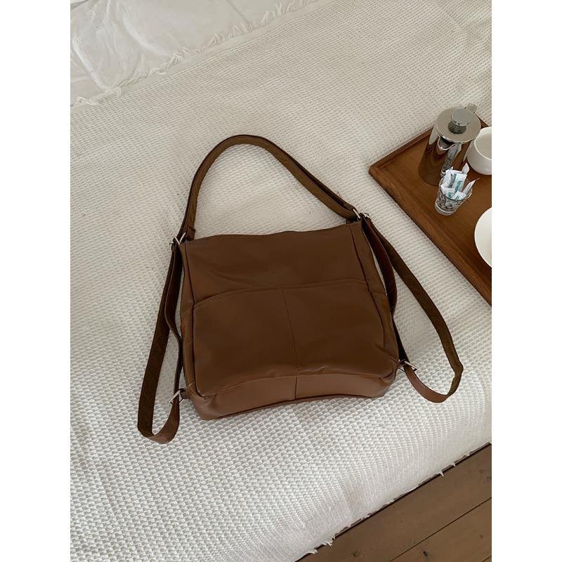 Spring PU Soft Leather Backpack for Women Large Capacity Three-purpose Commuting Tote Bag Multi-function Backpack Slanted Schoolbag Trend