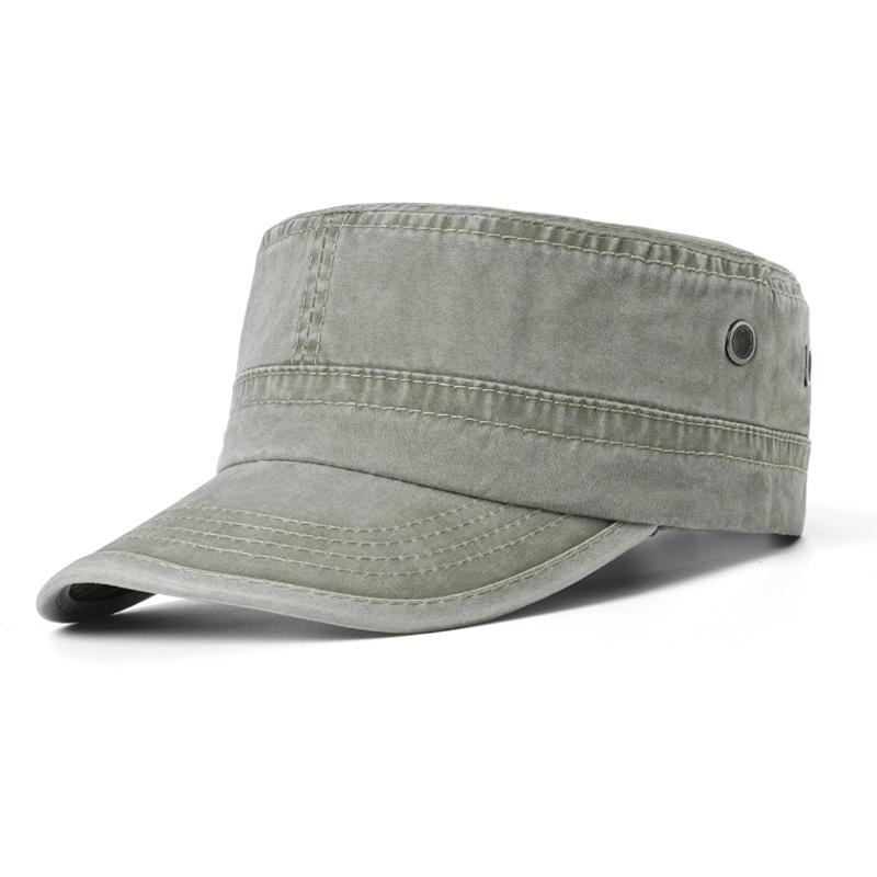 Hut Sonnenschutzkappe Herren Sommer Schirmmütze Kappe Flat Top Militärkappe gewaschen alt Deep Top Baseballkappe