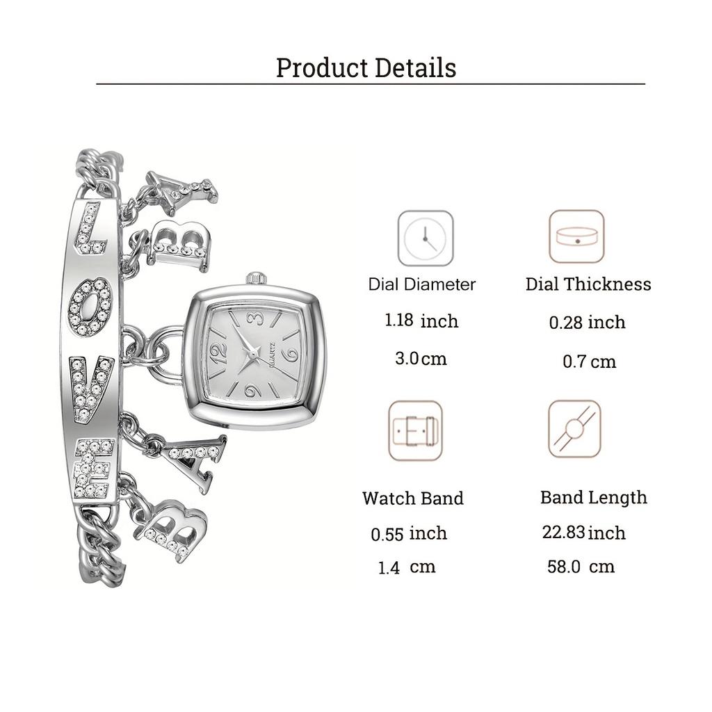 Explosive creative fashion ladies watch LOVE diamond bracelet watch quartz watch, suitable for Christmas Halloween gift