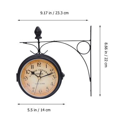 Uhr Wand Retro Doppelt Dekor Seite Hängende Uhren Vintage Eisen Haus Außen Rund Station Groß Rustikal Garten