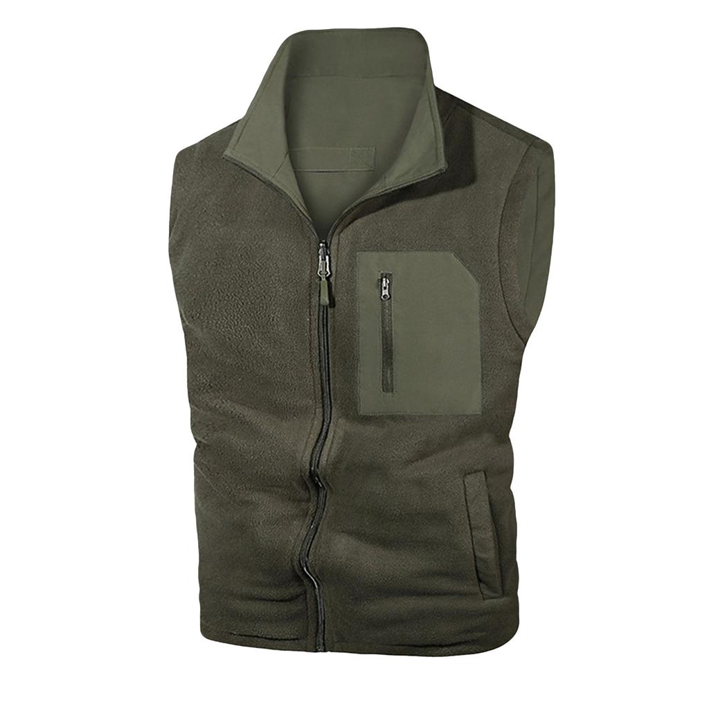 Men's Outdoor Cargo Vest Fishing Work Travel Photo Vests Zip Up Stand Collar Sleeveless Jacket With Pockets