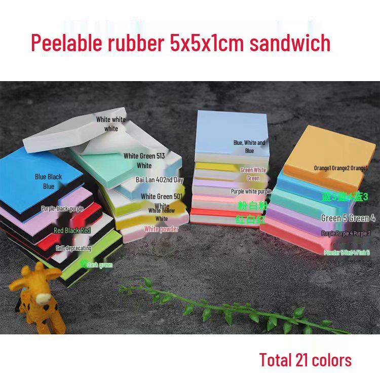 Hand-Carved Stamp Eraser Set with Color-Filled Core - Beginner-Friendly Peel-Off Eraser Brick Set