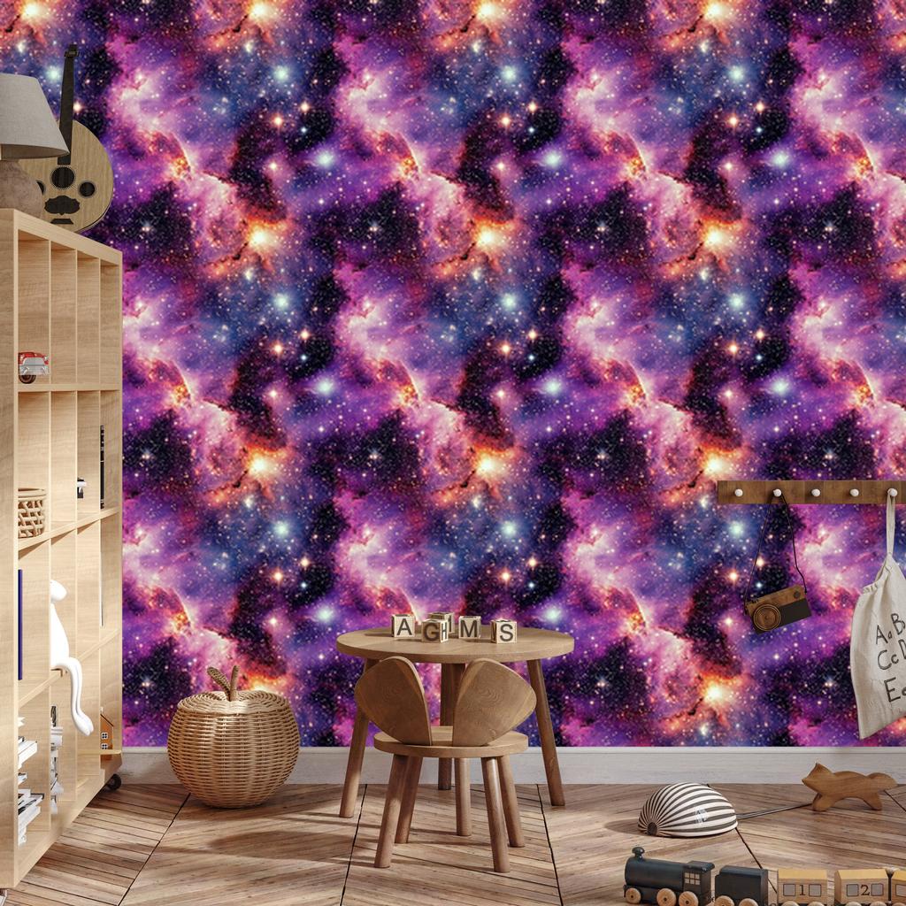 Watercolor Galaxy Wallpaper Purple and Plum for Living Room and Bedroom 50x1000