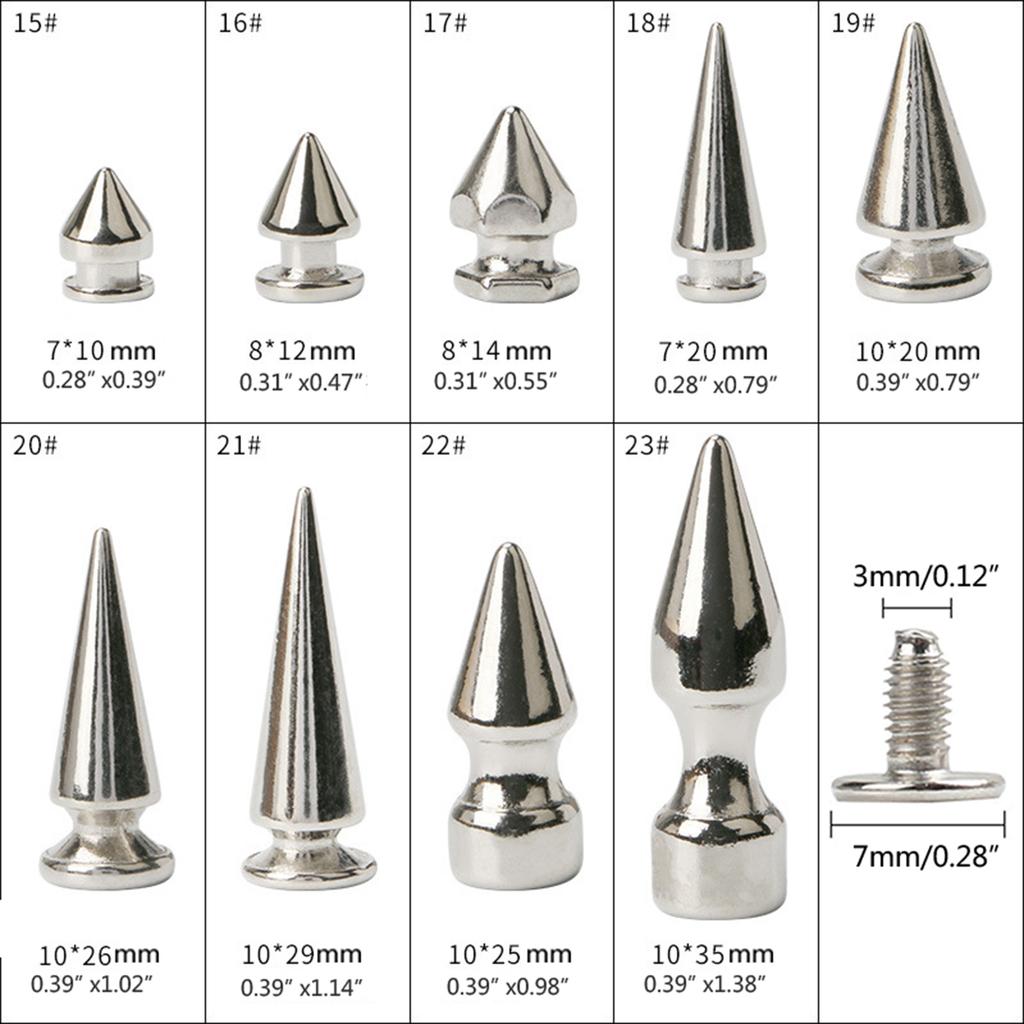 Set 10 Buc. Nituri Decorative Stil Punk Catarame cu Piuneze Montare cu Șurub Nituri cu Ținte pentru Artizanat DIY Curea PU Pantofi Îmbrăcăminte Țepi